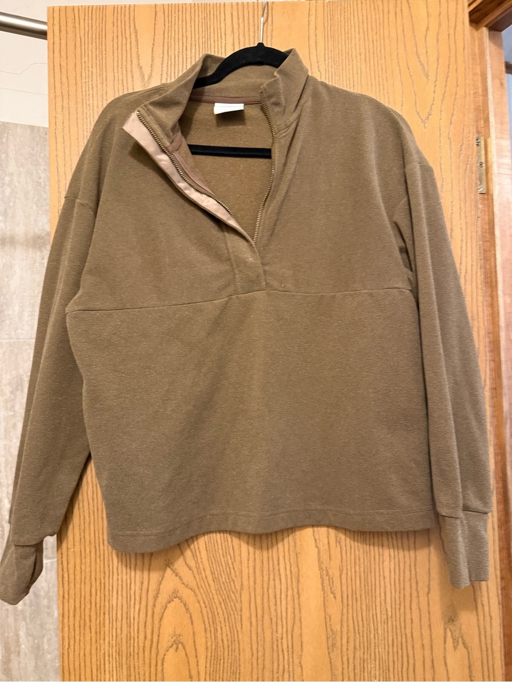Varley Olive Quarter-Zip Fleece Pullover
